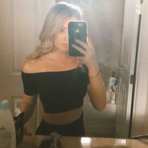 Black off the shoulder crop top